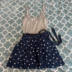Vintage Hollister Gray and Navy Polka Dot Dress